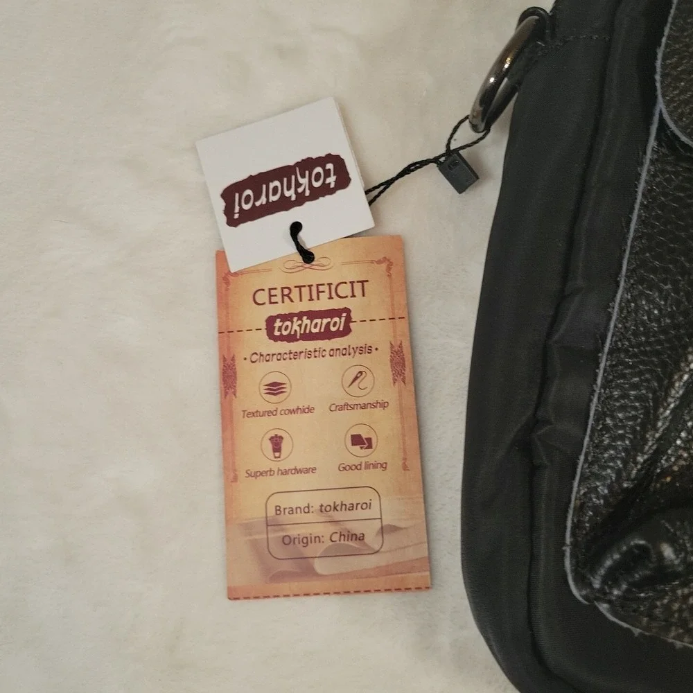 Tokharoi Crossbody Bag Black Shoulder Purse‎